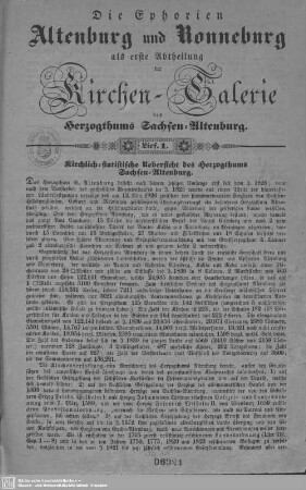 Kirchlich-statistische Übersicht des Herzogthums Sachsen-Altenburg : 1. Lieferung