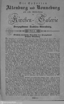 Kirchlich-statistische Übersicht des Herzogthums Sachsen-Altenburg : 1. Lieferung