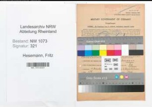 Entnazifizierung Fritz Hesemann , geb. 11.12.1897 (Lehrer)