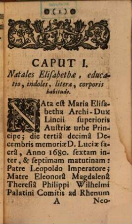 Vita Et Virtutes Mariae Elisabethae, Archiducis Austriae, Belgii Austriaci Gubernatricis