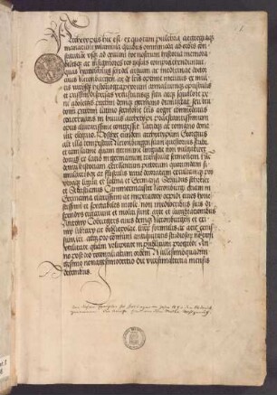 Notiz Sebald Schreyer: Archetypus hic est…