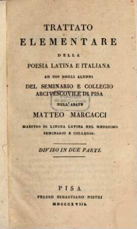 Trattato della poesia latina e italiana