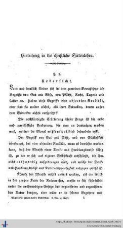 Einleitung in die christliche Sittenlehre.