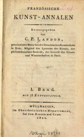 Französische Kunst-Annalen. Bd. 1 (1802)