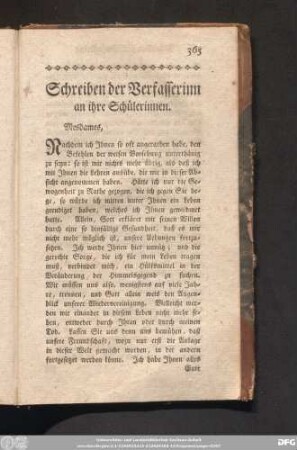 Schreiben der Verfasserin an ihre Schülerinnen.