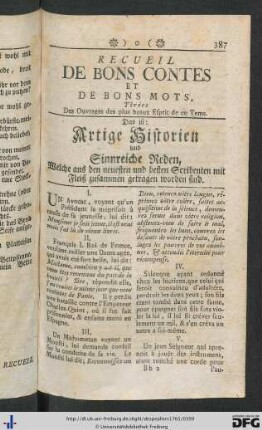 Artige Historien und Sinnreiche Reden, welche aus den neuesten und besten Scribenten mit Fleiß zusammengetragen sind.