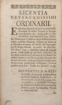 Licentia Reverendissimi Ordinarii.