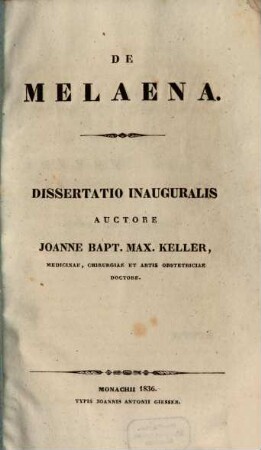 Diss. inaug. de Melaena