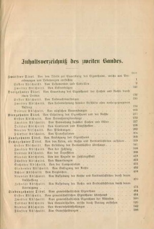 Inhaltsverzeichniß des zweiten Bandes