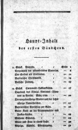Haupt-Inhalt des ersten Bändchens
