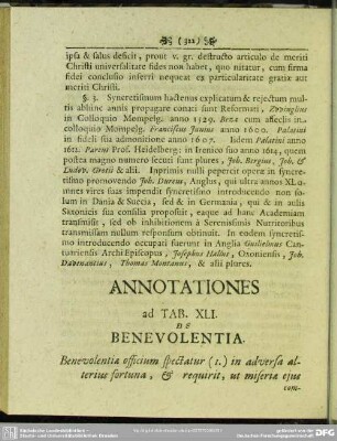 Annotationes ad Tab. XLI. De Benevolentia