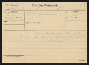 Brief von Rudolf G. Binding an Gerhart Hauptmann