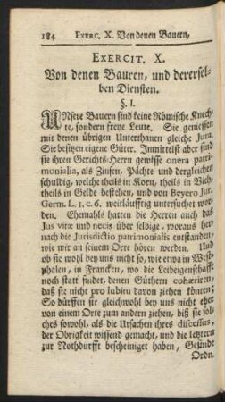 Exerc. X. Von denen Bauren, und dererselben Diensten.