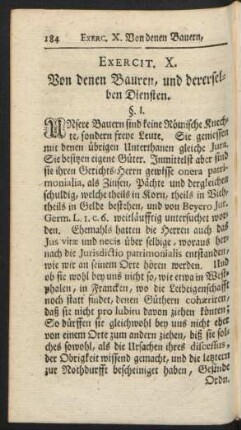 Exerc. X. Von denen Bauren, und dererselben Diensten.