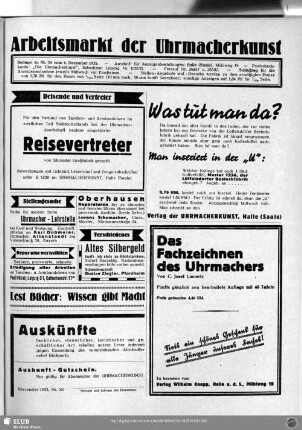 Arbeitsmarkt der Uhrmacherkunst
