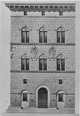 Der Palazzo Piccolomini in Siena: Teilaufriss der Hauptfassade