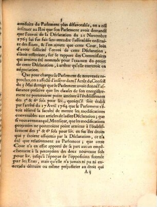 Lettre de Monsieur ... à Monsieur ..., conseiller au Parlement de Paris, au sujet de l'affaire de Parlement de Bretagne : du 8 Juillet 1765