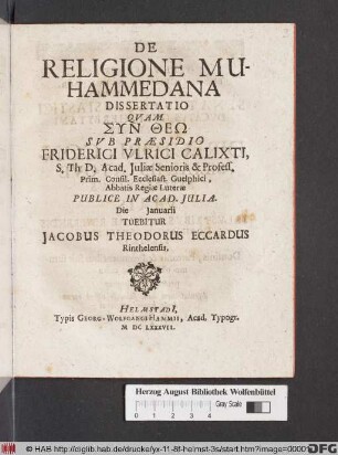 De Religione Muhammedana Dissertatio