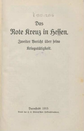 2.1915: Rote Kreuz in Hessen