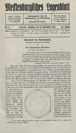 Nr. 6. Rostock, Sonntag, den 12. November 1916.