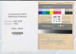 Entnazifizierung Albert Klein, geb. 11.10.1886 (Verw.Inspektor)