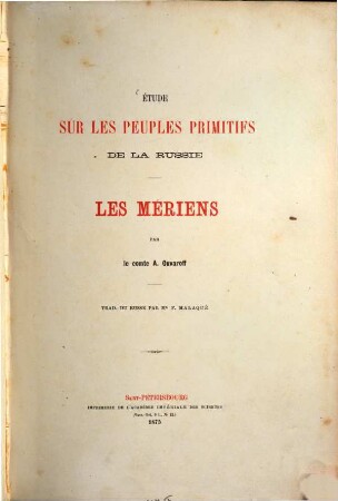 Étude sur les peuples primitifs de la Russie: Les Mériens, Text