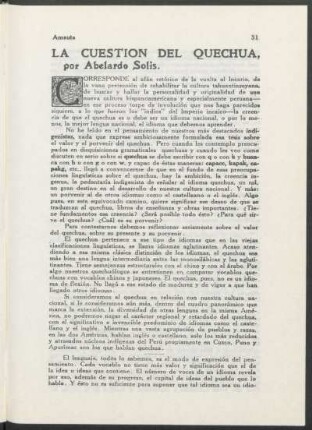 La cuestión del quechua