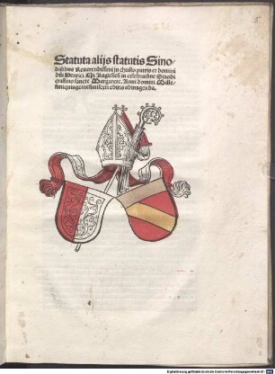 Statuta diocesana ... Henrici Episcopi August. in celebratione synodi a. 1506 publicata. [2], Statuta aliis statutis Sinodalibus ... adjungenda