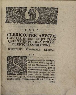 Diss. inaug. de clerico per abusum officii pastoralis, leges imperii atque tranquillitatem publicam violante, eiusve coercitione