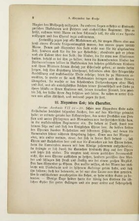 III. Alexanders Tod; sein Charakter