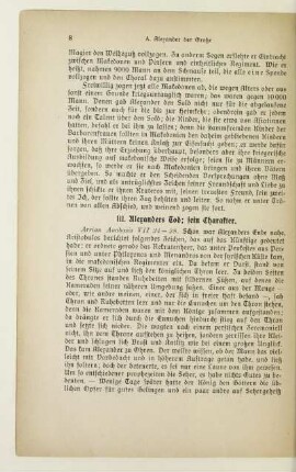 III. Alexanders Tod; sein Charakter