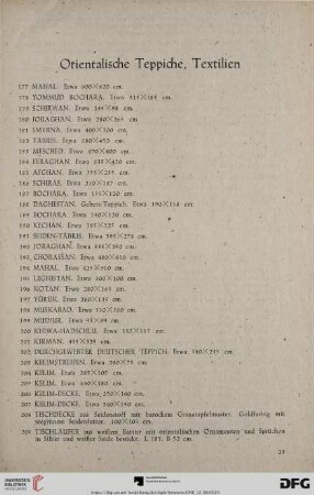 Orientalische Teppiche, Textilien (Nr. 177 - 219)