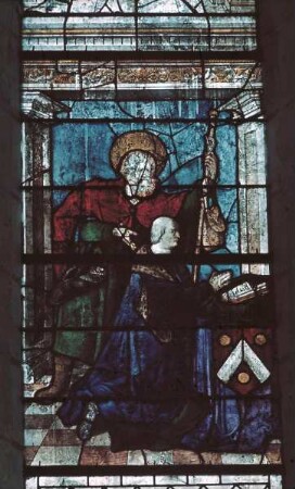 Glasbild mit Petrus und einem knienden Stifter
