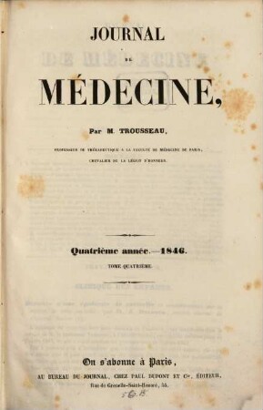 Journal de médecine, 4. 1846