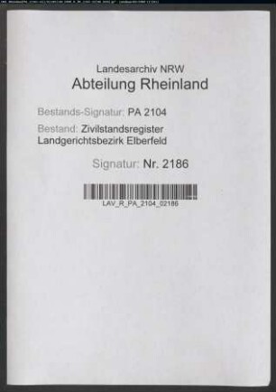Geburtsregister Heiligenhaus