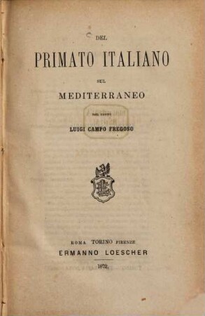 Del Primato Italiano sul Mediterraneo