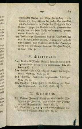 37-54, II. Diplomatik. - VII. Pädagogik.