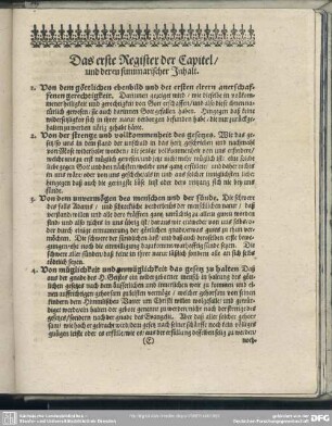 Das erste Register der Capitel, und deren summarischer Inhalt