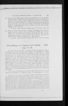 Verhandlungen zu Segeberg und Lübeck. -- 1522 Aug. 15-20.