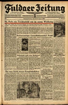 Ausgabe vom Samstag, den 19. August 1944.