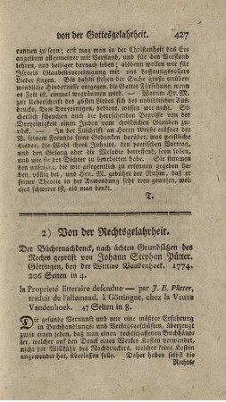Der Büchernachdruck, nach ältesten Grundsätzen des Rechts geprüft.