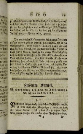 Zwölftes Kapitel. Wiederholung der dritten Abtheilung; Beschluß des Werks.