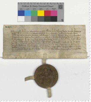 12 Lüneburger Ratsmannen bekunden, dass der Ritter und Ratsmann Nicolaus de Molendino den Testamentsvollstreckern des Presbyters Albertus de Witinghe für 240 Mark Lüneburger Pfennige ½ Chor Flutgut in Deynghe verkauft hat.