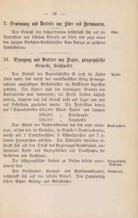 XI. Erzeugung und Vertrieb von Papier, polygraphische Gewerbe, Buchhandel.