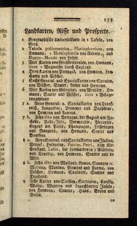 155-165, Landkarten, Risse und Prospecte.