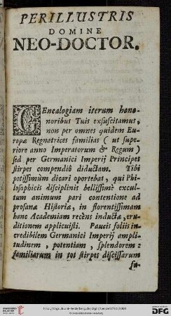 Perillustris Domine Neo-Doctor