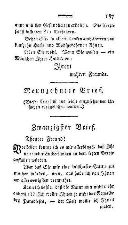 Zwanzigster Brief