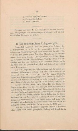 II. Die sedimentären Ablagerungen.