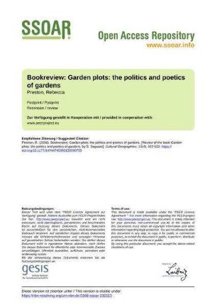Bookreview: Garden plots: the politics and poetics of gardens