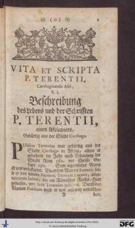 Vita et Scripta P. Terentii Carthaginensis Afri.